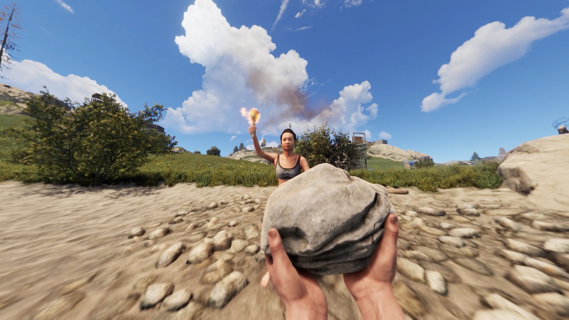 Игроки на PvE сервере Rust строят поселение вместе